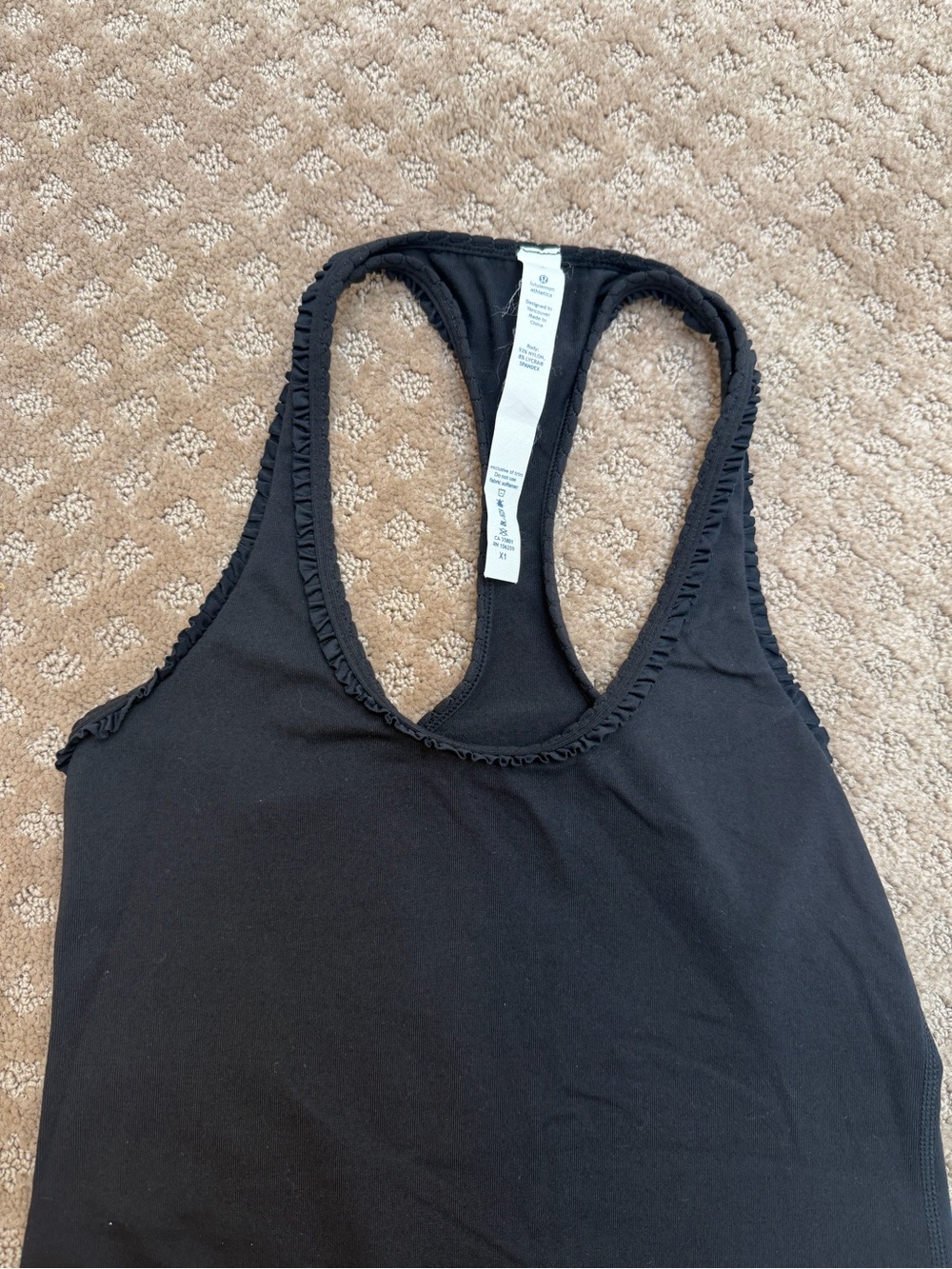 Lululemon Black Ruffle Racerback Tank Top - Picture 2 of 6